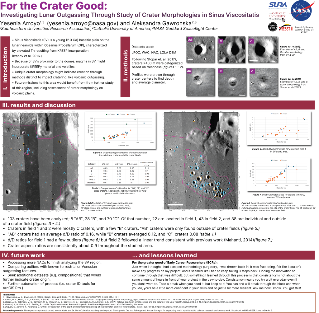 Yesenia's research poster from LPSC 2025.